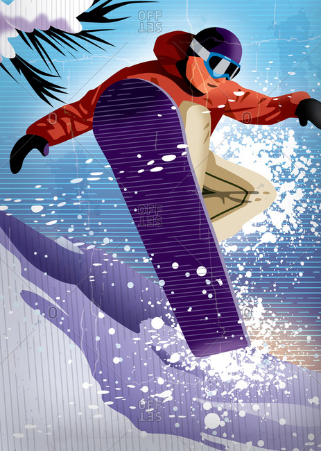 Graphic male snowboarder