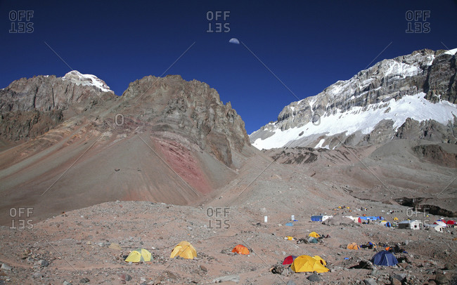 Plaza Argentina, Base Camp for the Polish Glacier Traverse Route on Aconcagua, Argentina