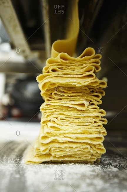 Fresh Sheets of Pasta Being Made