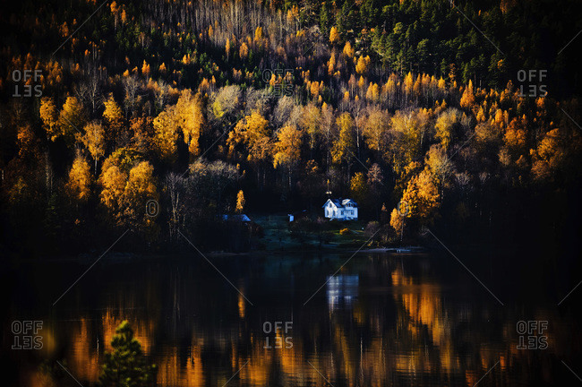 Remote house in the forest by lake