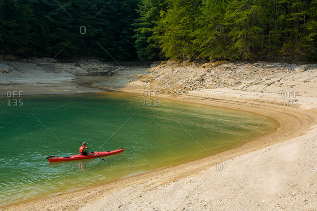 Kayaking Lake Jocassee at South Carolina, USA