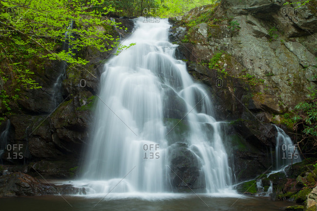 Long-exposure shot of Spruce Flats Falls in spring at Spruce Flats Branch, Great Smoky Mountains National Park, Tennessee