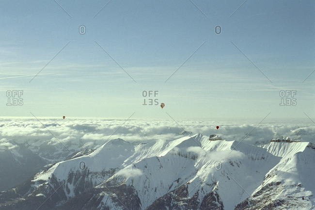 Hot Air Balloons Above Swiss Alps