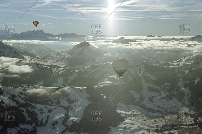 Hot Air Balloons Above Swiss Alps