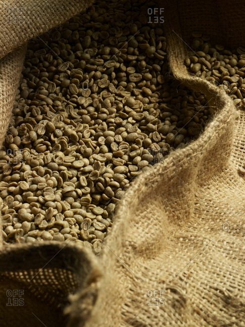 Coffee beans closeup in bag