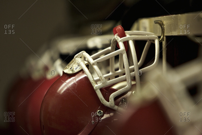 Football helmets with chinstrap