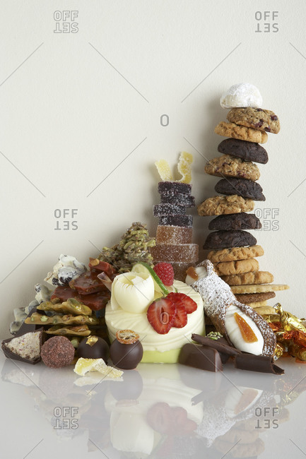 A pile of sweet desserts
