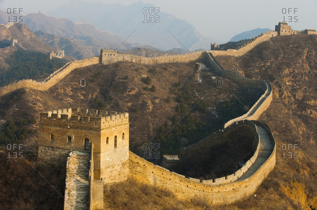 Watchtower in the Foreground and The Winding Walls of the Jinshanling Section of The Great Wall, Hebei, China
