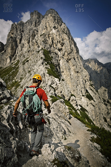 Rock Climber in Dolomite Mountains, Italy