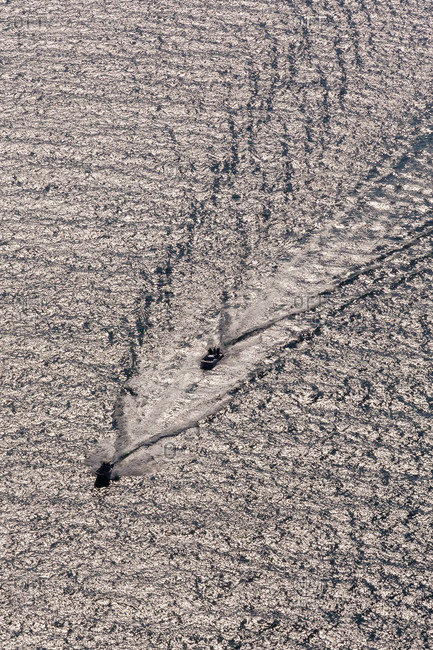 Aerial view of two boats in Gulf of Mexico