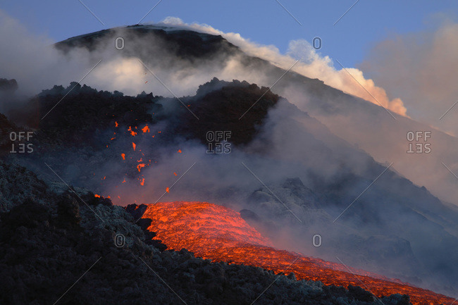 Italy, Sicily, Lava flow from Etna volcano