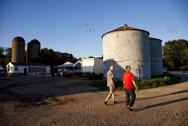 A woman and her husband on a urban farm  in Illinois