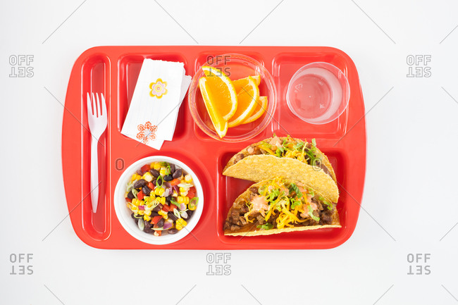 Hard Shell Tacos served on lunch tray