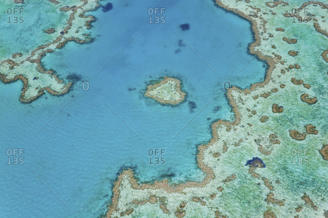 Aerial view of Heart Reef, part of Great Barrier Reef, Australia