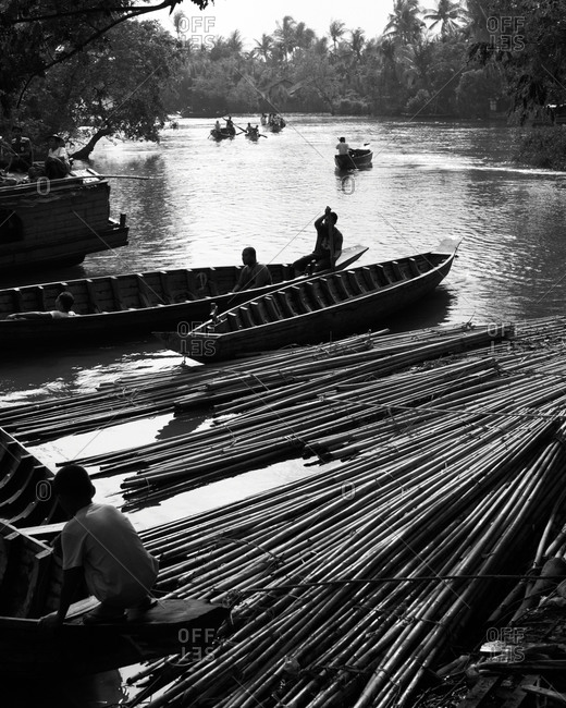 Transportation bamboo on the river