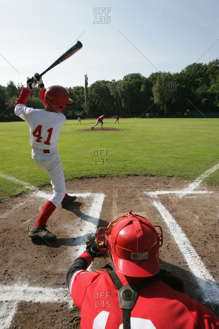 A baseball player at bat