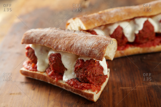 Simple meatball subs with melted cheese