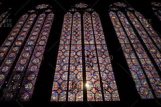 Low angle view of the window of a church, Saint-Severin, Paris Latin Quarter, Paris, Ile-De-France