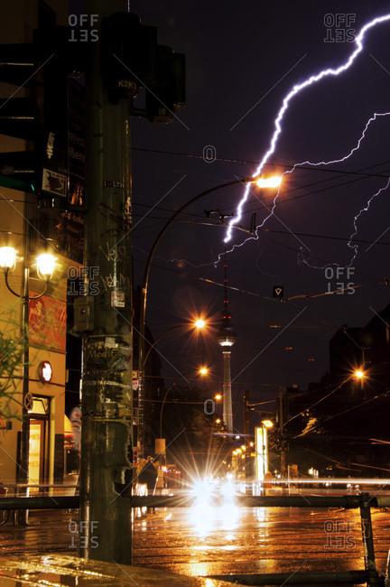 Lightning near TV tower