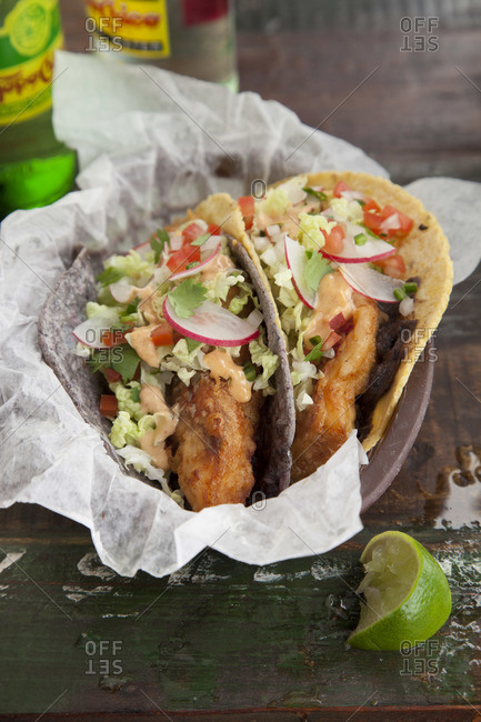 Deep-fried fish tacos