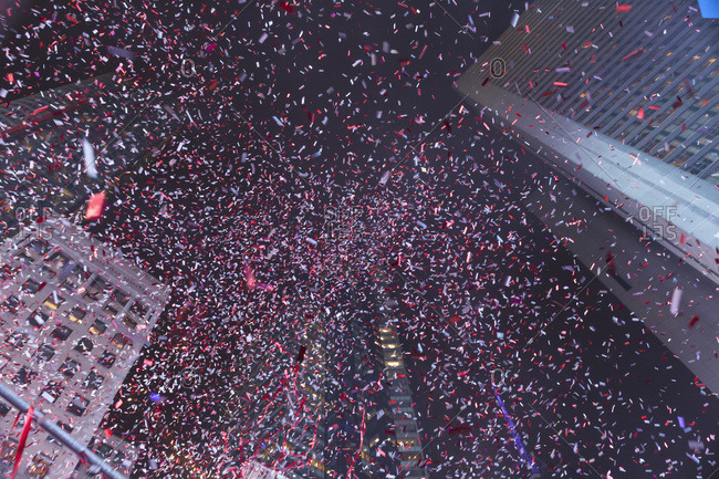 Confetti Falling during New Year's Eve Celebrations, Times Square, Manhattan, New York City, USA