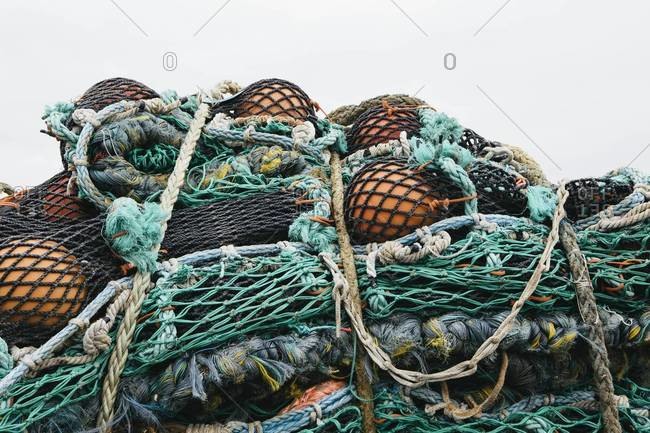 Commercial fishing nets at Fisherman\'s Terminal, Seattle, USA