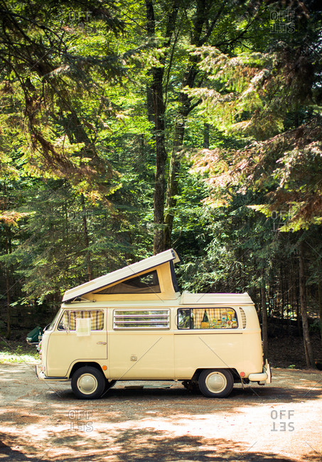 Camping van in the forest