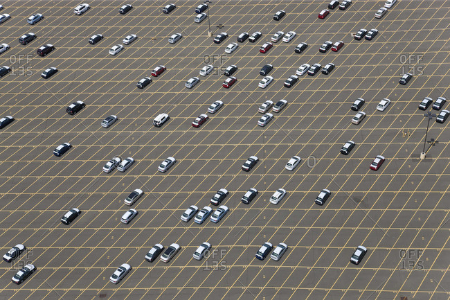 New cars waiting for delivery at port, New Jersey, New York, USA