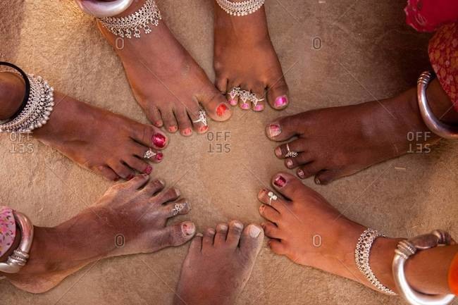 Feet of women in Rajasthan village in India