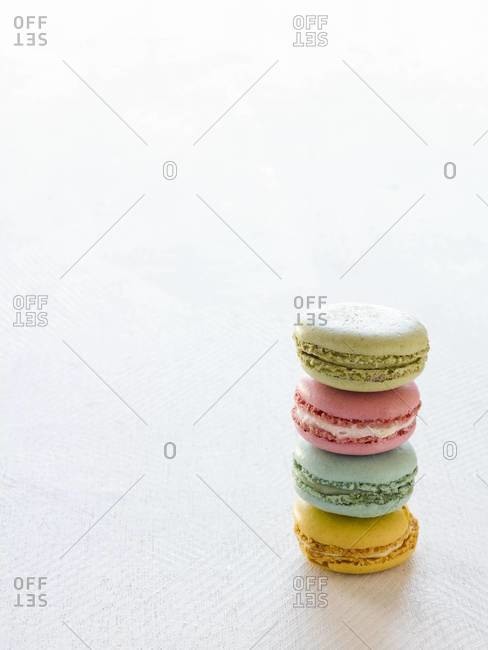 Colorful French macaroons stack