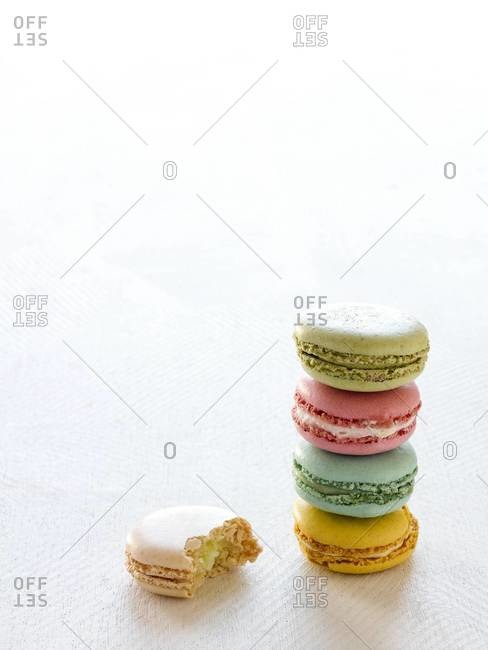 Colorful French macaroons stack