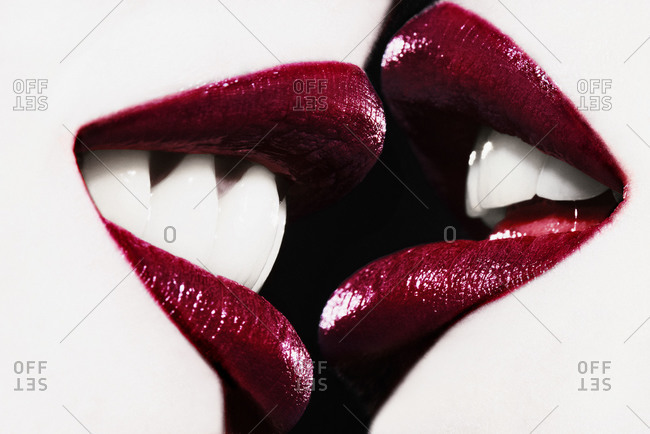 Close up of women's lips before kiss