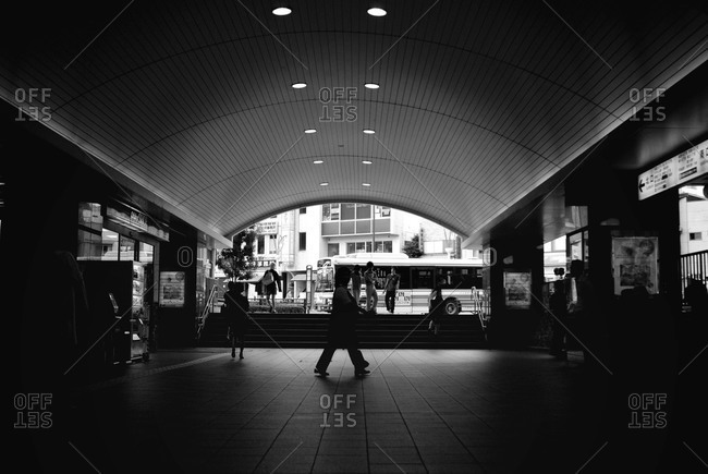 Commuters at Kyodo Station, Tokyo, Japan
