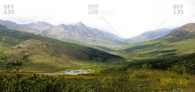 Wide glacial valleys and Kettle lakes of the tundra in Canada\'s far northern Tombstone National Park.