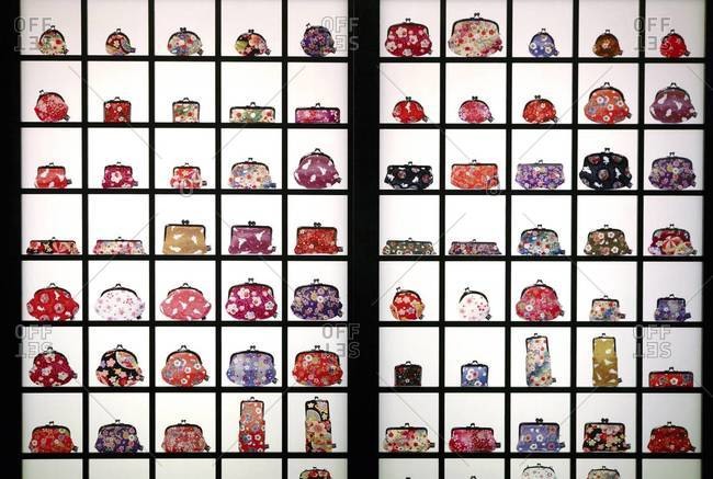 Kimono purses on display