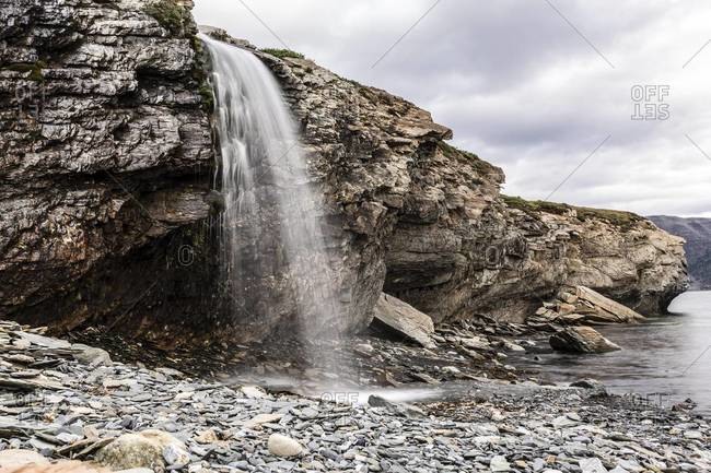 Slow shutter speed capture of a waterfall at Ramah, Labrador, Canada