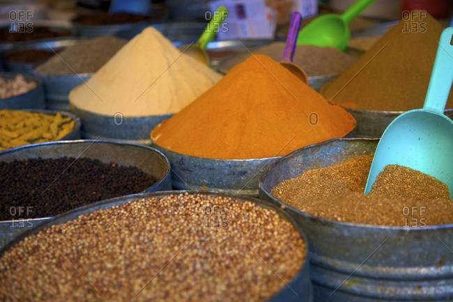 Close up view of Spices, Fez, Morocco, North Africa