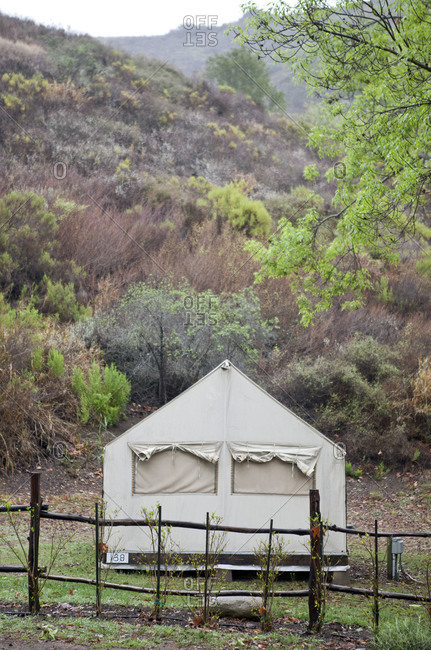 Canvas tent at a campsite