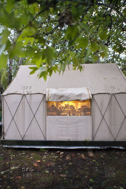 Canvas tent in the forest