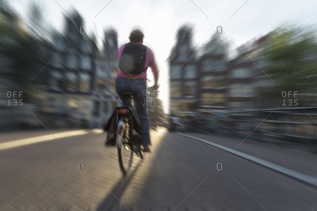 Cyclist, Amsterdam, The Netherlands, Europe