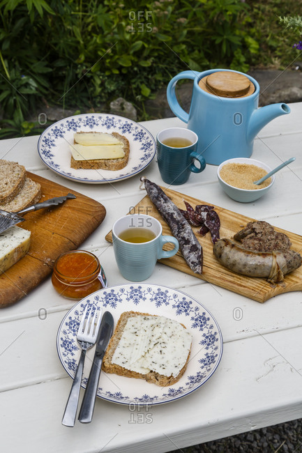 Organic goat cheese and sausages, Lofoten Islands, Norway.