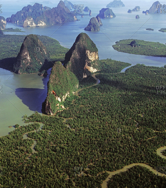 Aerial view of Phang Nga Bay, Thailand, Southeast Asia, Asia