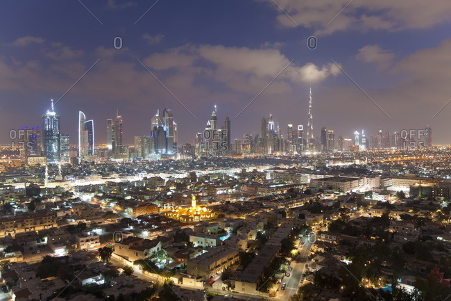 Dubai skyline of modern architecture and skyscrapers, Dubai, United Arab Emirates