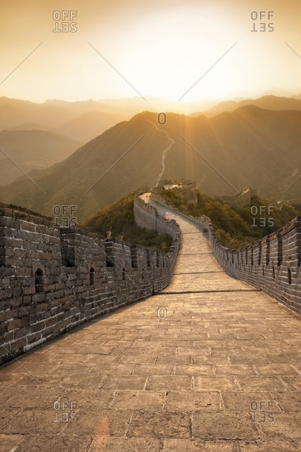 Great Wall of China, Huanghuacheng (Yellow Flower) at sunset, Ming dynasty, Jiuduhe Zhen, Huairou, China, Asia