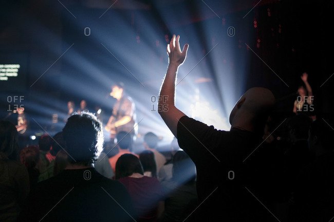 Close up of a crowd at a concert