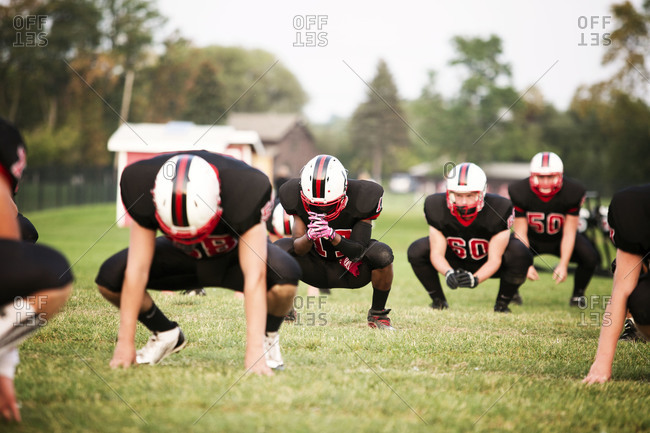 Football players at a practice