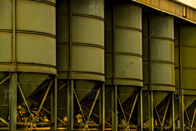 Silos and tanks at a manufacturing plant