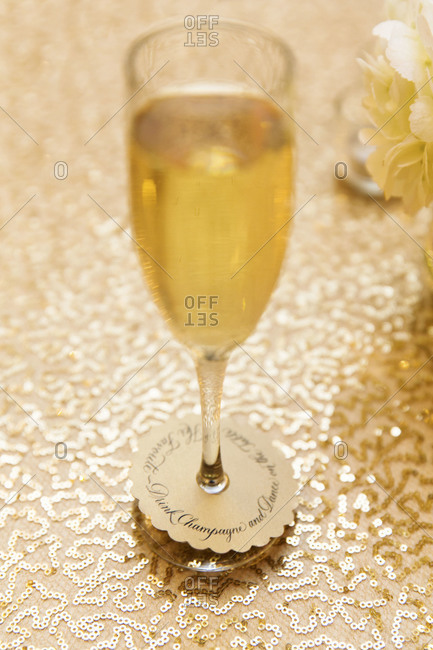 Glass of champagne served at wedding reception