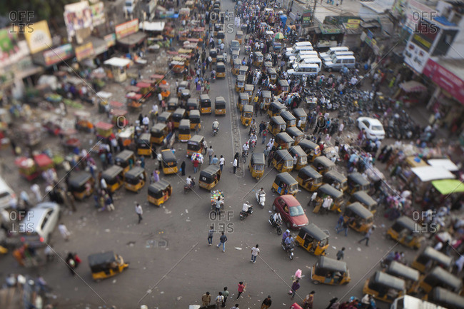 Traffic in busy street in Hydrerbad, India