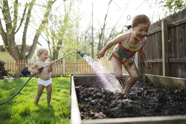 Children playing in mud